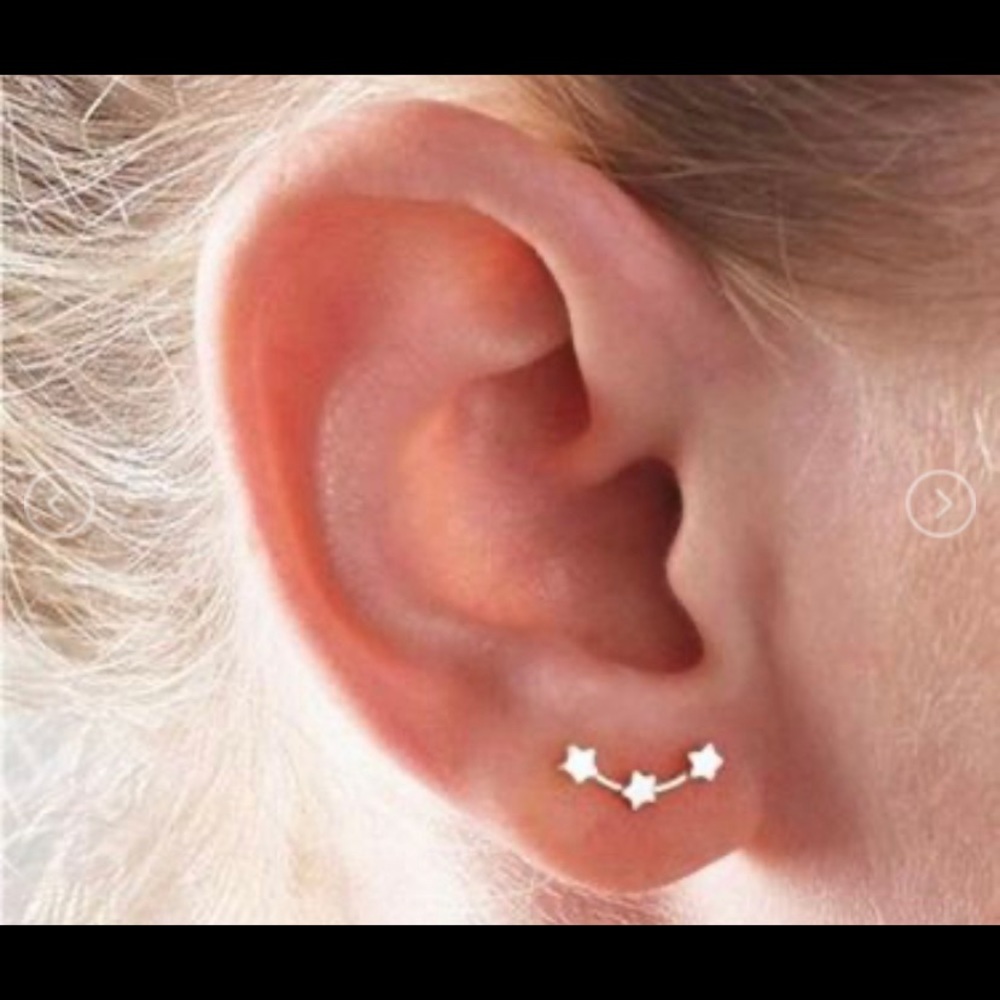 Three stars silvertone earring